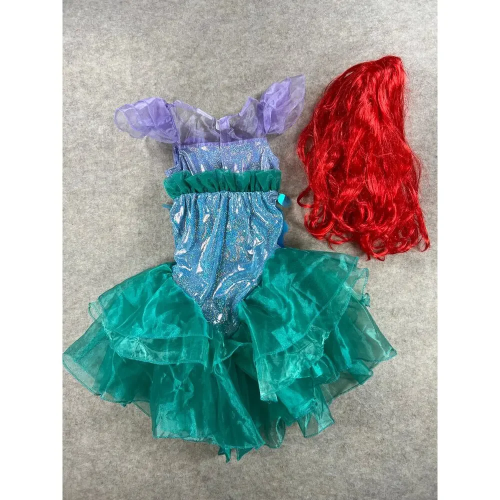 Disney Ariel The Little Mermaid Costume with Red Wig Complete Set Small 4-6